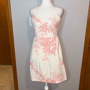 J. Crew Factory spaghetti strap vintage embroidered white mini dress size 6